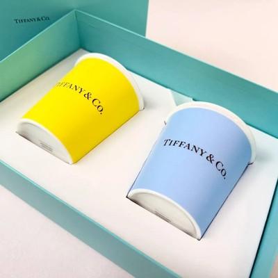 Tiffany Co. Bone China Paper Cup Set 2 Pair Box JAPAN FS MINT