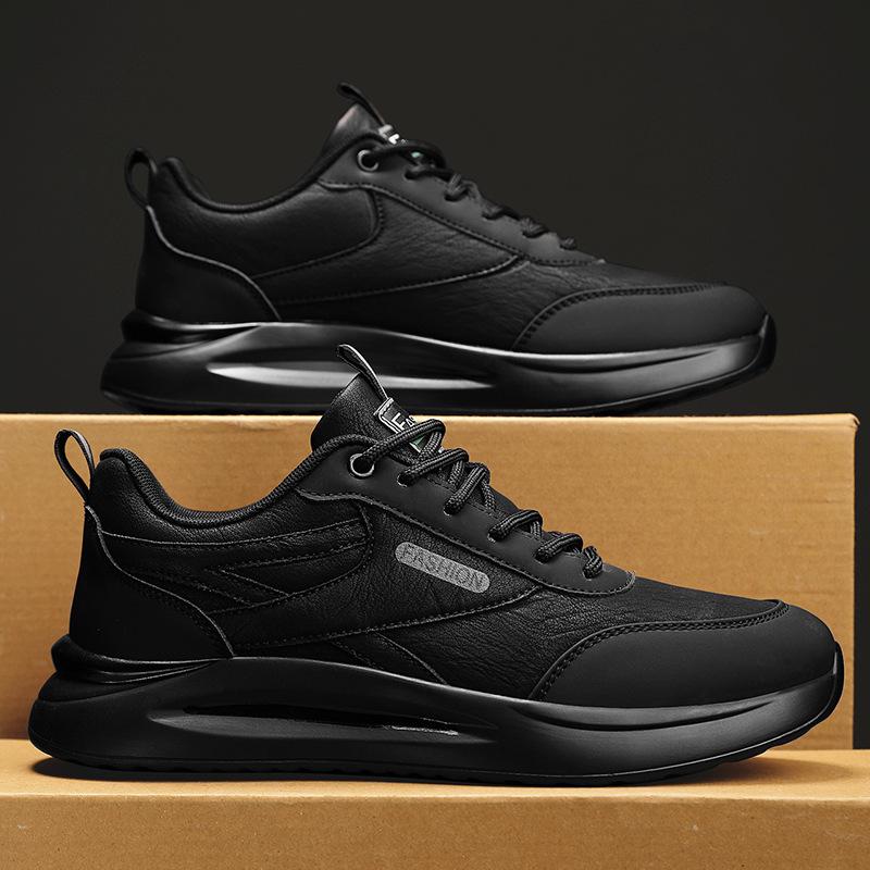 Autumn new leather sports casual Forrest Gump shoes winter chef non-slip waterproof labor insurance shoes