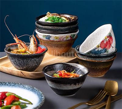 5inch 5.5 Inch Japanese Ceramic Rice Bowl Porcelain Dishes Pretty Restaurant Table Top Items Soup Noodles Sauce Bowls Dinnerware