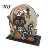 Funny Halloween Home Accessories Wood Napkin Holder, Vintage Rustic Dispenser Organizer, Spooky Ghost Holder Black Cat Boo Tissue Stand for