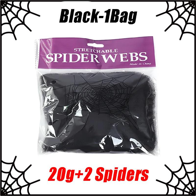Halloween Spider Web Decorations Stretch Cobwebs with Fake Spiders, Scary Indoor/Outdoor Halloween Party Props