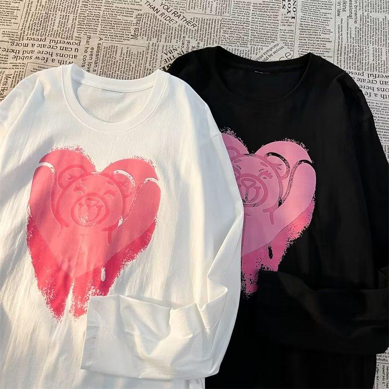 

Весенне-осенняя футболка с длинным рукавом, мужская летняя тонкая модная брендовая футболка, свободный и красивый белый топ 2023, модная база