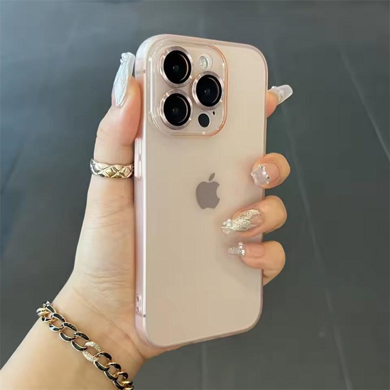Luxury Matte Ultra Thin Soft TPU Case For iPhone 15 14  13 12 11 Pro Max Transparent Clear Metal Camera Protector Cover