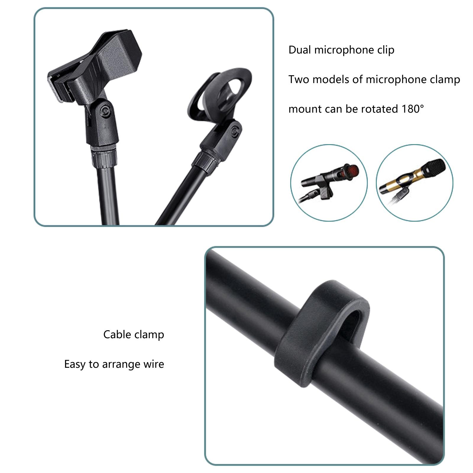Microphone Boom Arm Stand Clamp 360 Degree Rotatable Built-in Cable Organization for Live Application Tripod Mic Rod