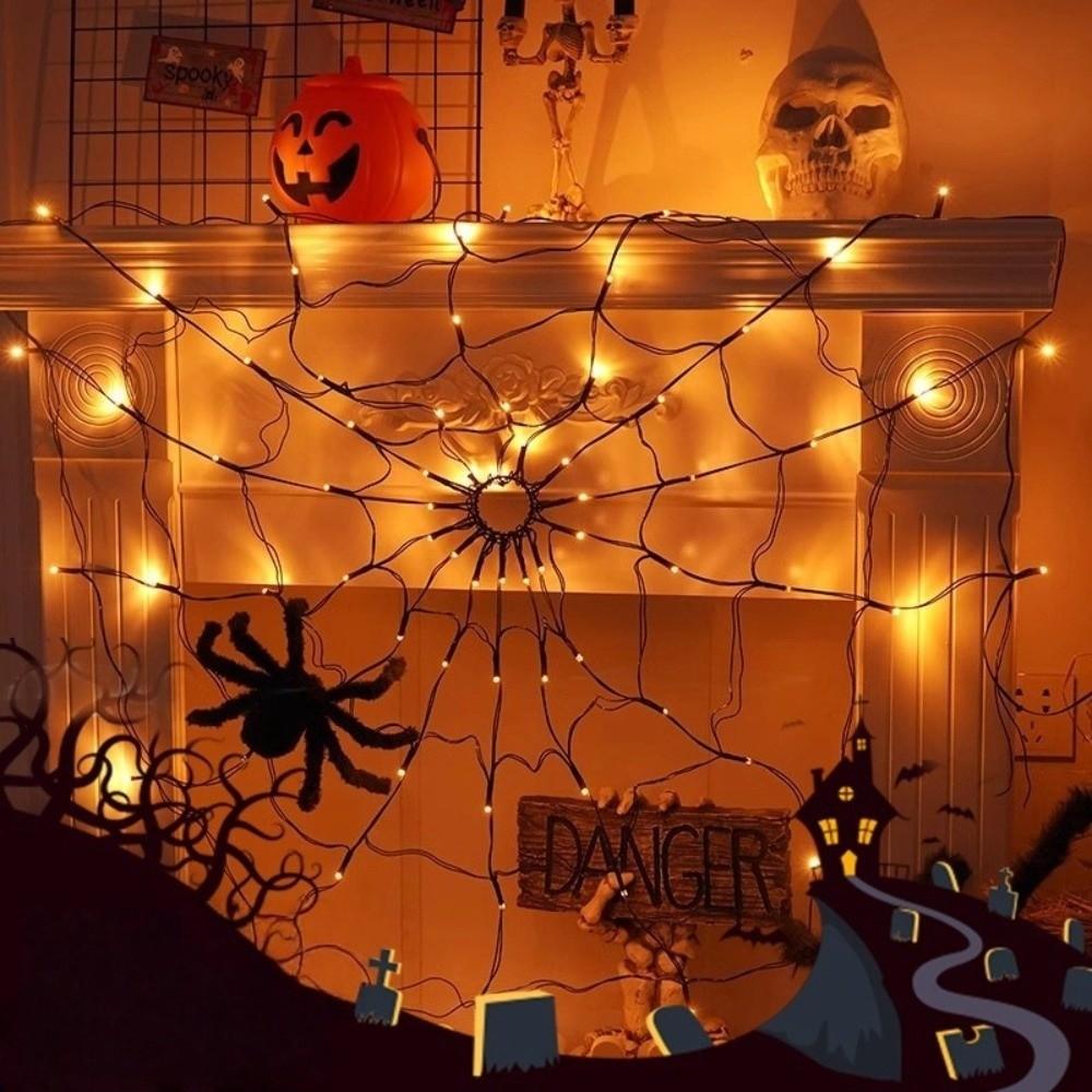 Waterproof LED String Light Halloween Party String Lighting New Spider Web Light  Window Display