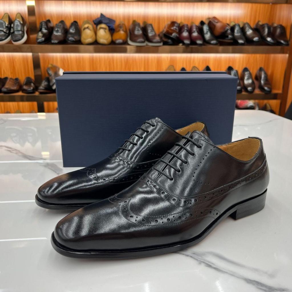 European And American Summer New Men'S Fashion Dress Business Casual Leather Shoes British Retro Flat Head Leather Shoes Men'S Shoes