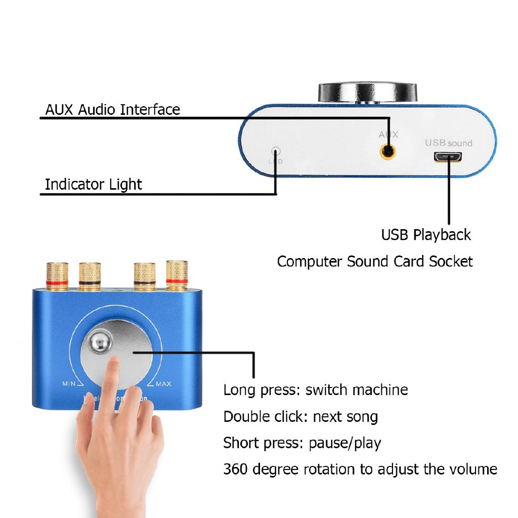 12V 100W Nobsound Mini Bluetooths 4.2 Digital Amplifier Hifi Stereo Home Audio Power AMP