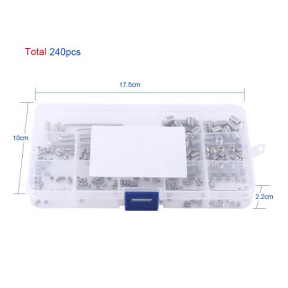 240pcs 304 Stainless Steel M3///M6/M8 Hex Socket Set Screws Assortment Kit