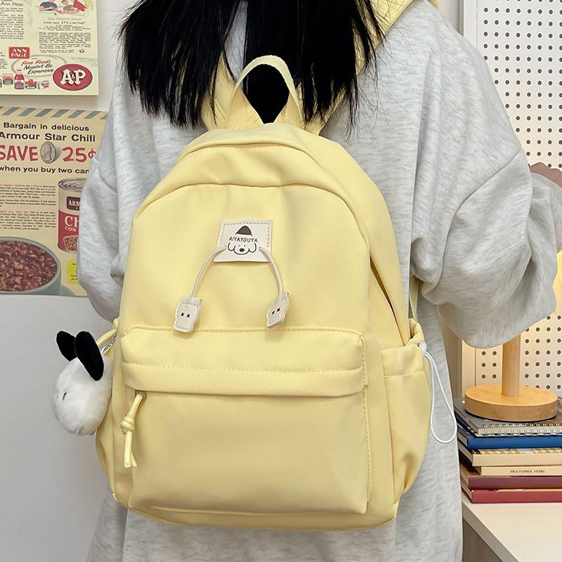 School bag new INS style artistic fresh solid color backpack for girls' middle and high school students, campus backpack, ladies' small backpack