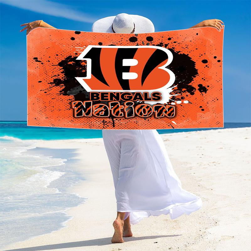 Cincinnati Bengals Logo Print Beach Towel, Large Soft Quick Dry Towel for Beach Camping Swimming