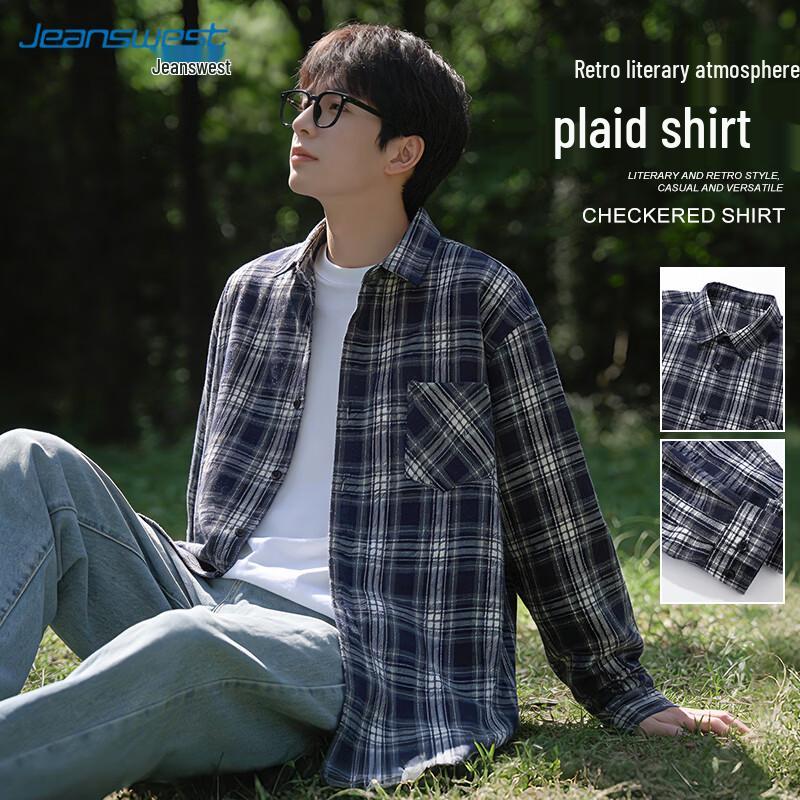 

Jeanswest Men s Relaxed Fit Long Sleeve Plaid Shirt Jacket XL