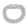 Fashion Hip Hop Jewelry 16mm Wide Iced Out Round and Baguette Zircon Strips Miami Cuban Link Chain Bracelet for Men