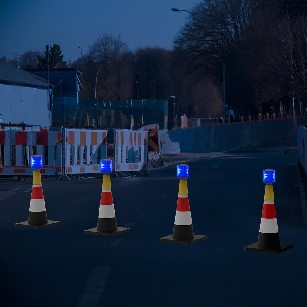 Solar Traffic Signal: Red/Blue Flashing Light with Alarm Sound