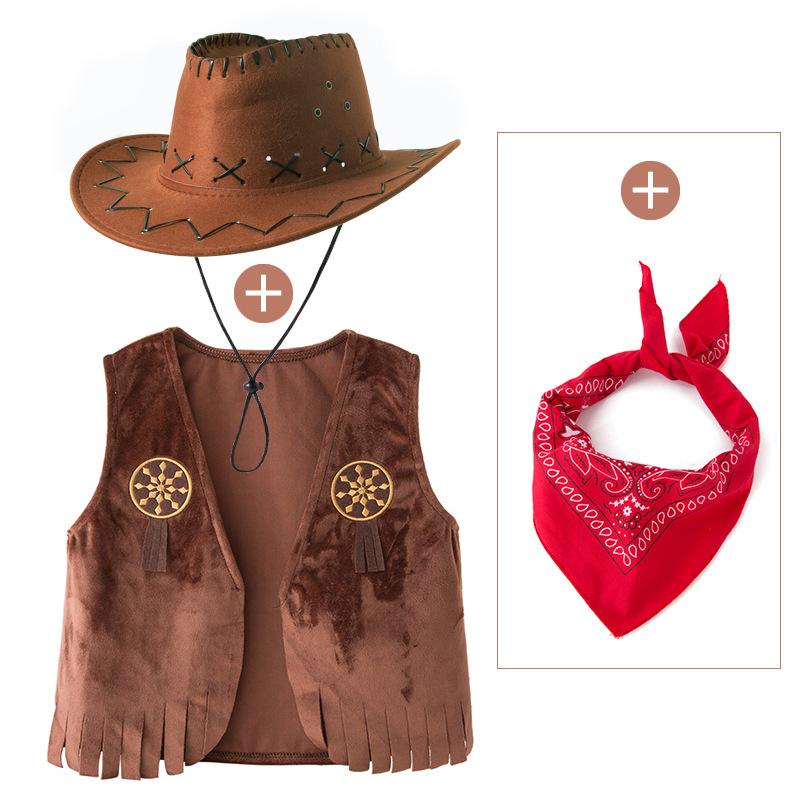 Costume da Cowboy Western per Ragazzi, Set Gilet e Pantaloni per Spettacolo Festivo