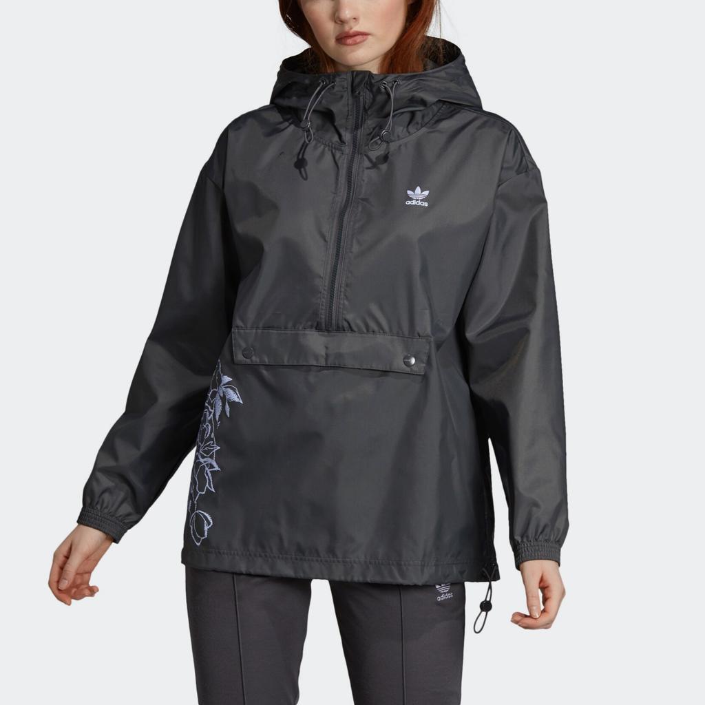 adidas Originals Logo Design Loose Fit Windbreaker Jacket Women Jacket Light-Gray DX4263