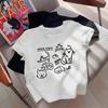 Women's Casual Cat Print T-Shirt Short Sleeve Crew Neck Loose Fit Tee Top