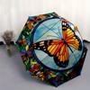 Colorful Butterfly Stained Window PanelUmbrella, Portable 3-Fold Compact Umbrella,Christmas Gift ES535