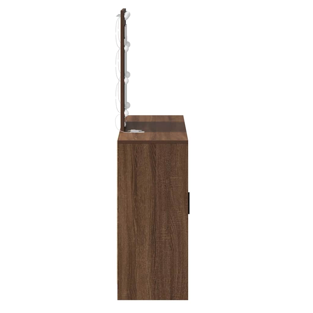 Makeup Table with Storage Brown 102 x 33 x 135 cm Engineered Wood