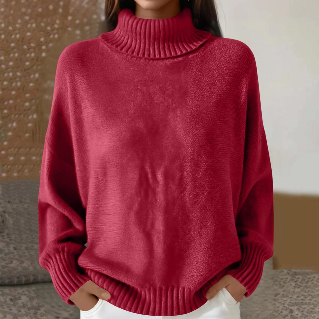 Women's Casual And Fashionable  Long Sleeved Knitted Solid Color Top Sweater
