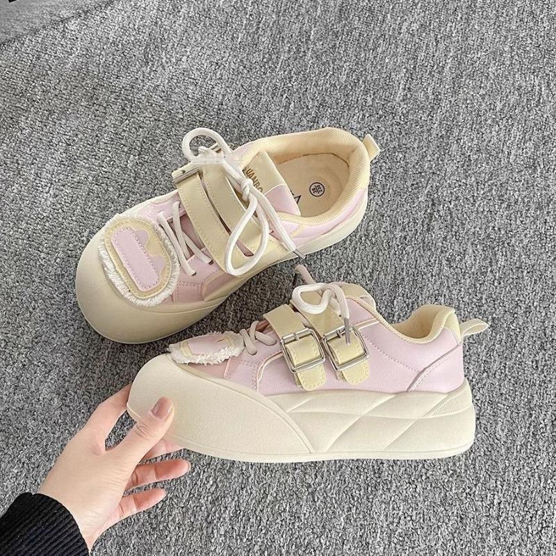 Design-Board-Schuhe Damen neue Frühjahr- und Herbst-Allroundschuhe Brotschuhe Plateau weiße Schuhe