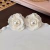 Mori Style White Lace Camellia Earrings: High-End Niche Design for Autumn & Winter 2025