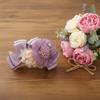 Resin Flower Banana Clip Korean Style Women Ponytail Holder Purple Mesh Vertical Clip  Banquet
