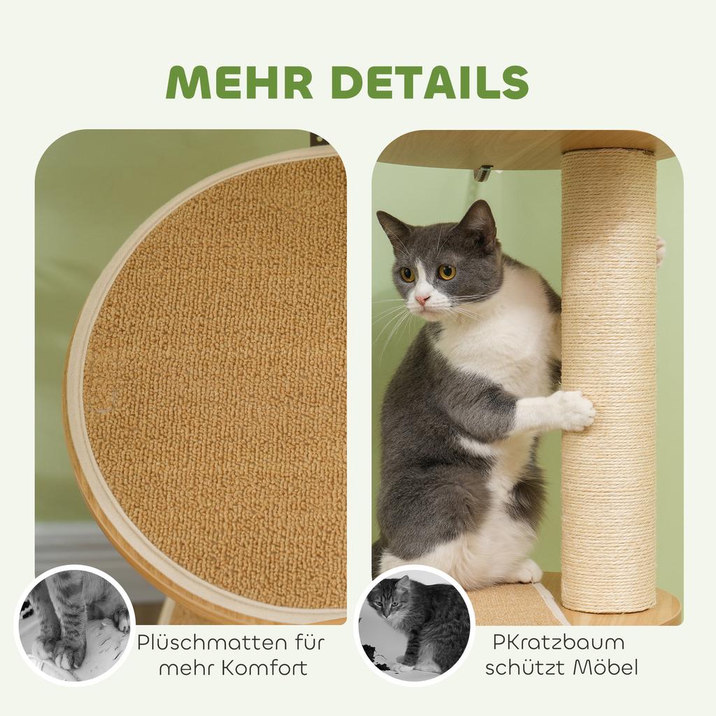 Floor To Ceiling Cat Tree Anti Tip Safety Sisal Rope Posts Engineered Wood Oak And Cream White