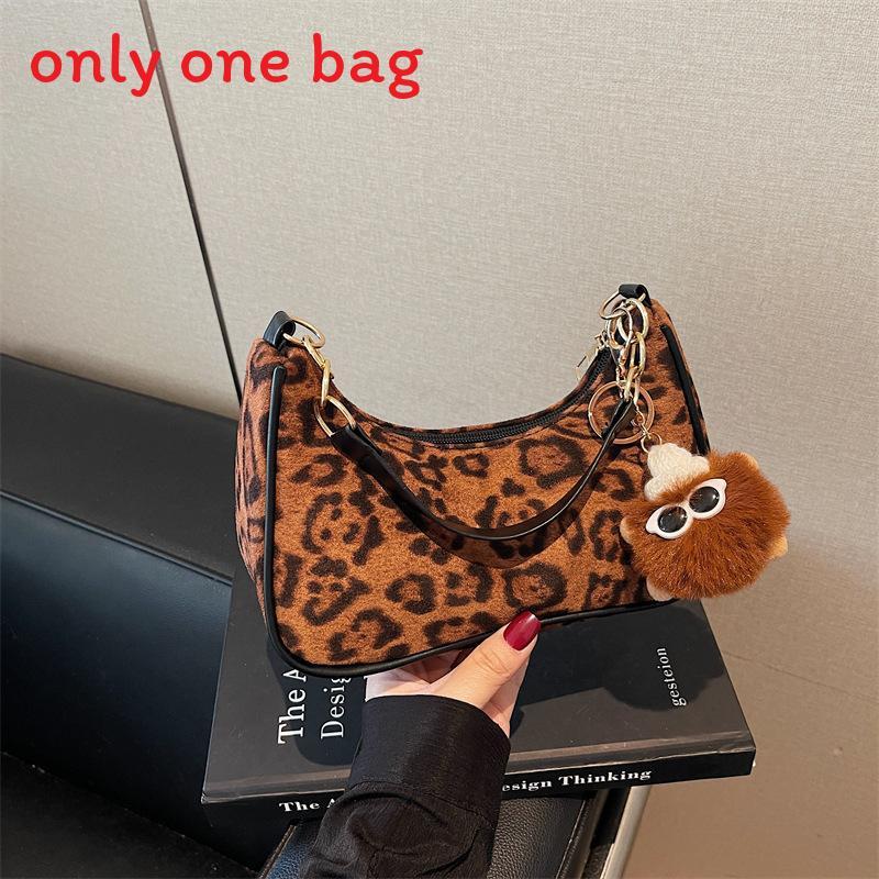 New Moon Underarm Bag For Women With Plush Fabric Street Style Crossbody Purse For Casual Daily Use