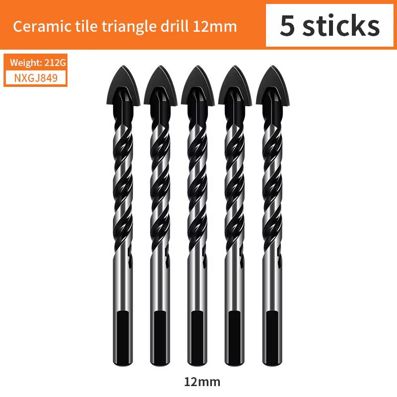 Newshark Tile Triangle Drill Bit Set Multifunctional Metal Drill Kit Ceramic Concrete Brick Punching Hole Drill Bits 6 8 10 12mm