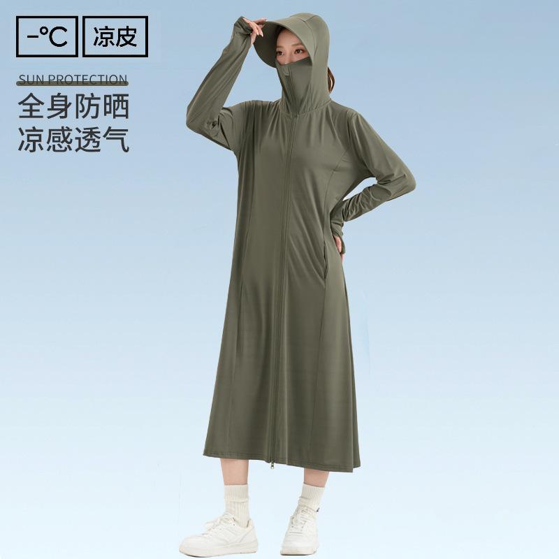 Sunscreen Clothing Women's 1011 Summer New UV Protection Ice Silk Dress Color Printing Long Sunscreen Clothing Long Dress