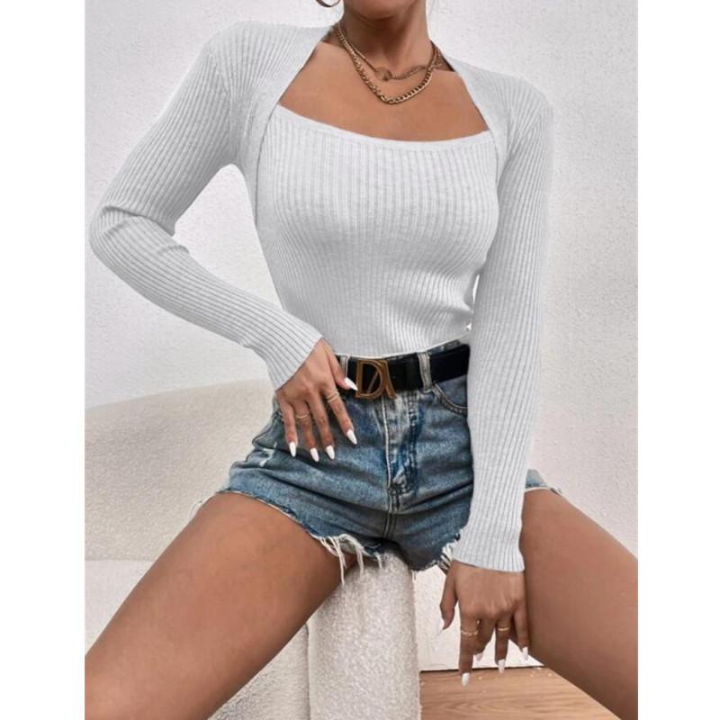 Autumn Square Neck Pullover Sweaters Women Knitted Sweater Top Winter Knitwear Bottoming Sweater Blouse