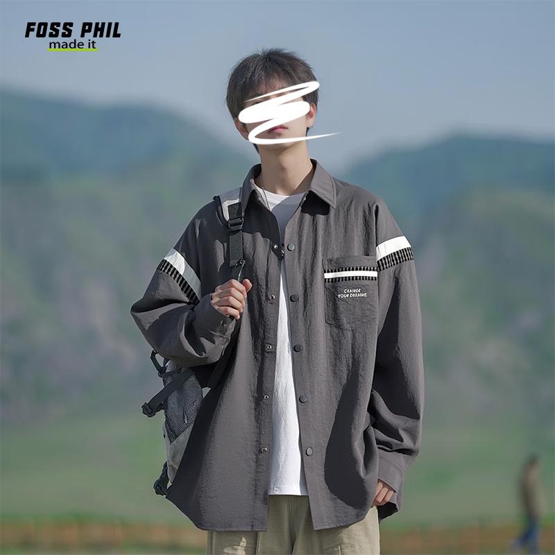 Foss Phil Men s Autumn/Winter Loose Fit Long-Sleeve Casual Shirt L