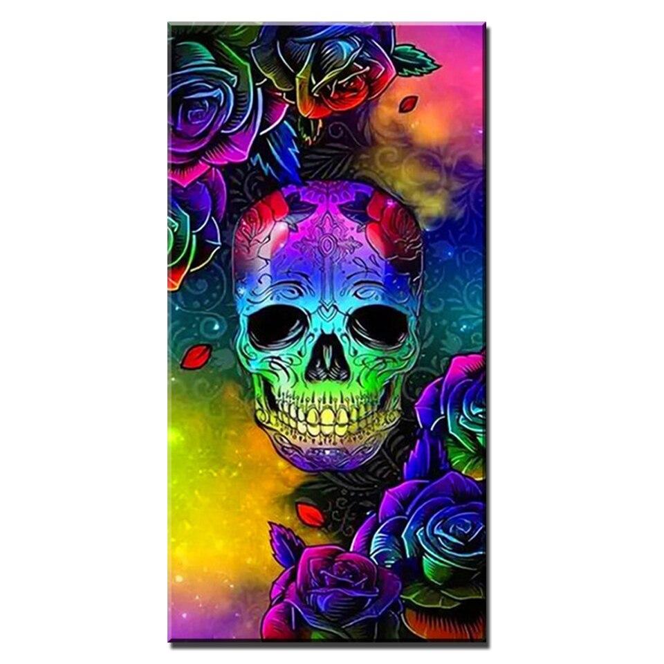 

Роза Череп Алмазная картина 5D Алмазная картина Хэллоуин Портрет Наборы для вышивки крестом Полная дрель Вышивка Мозаика Картина Декор Главная Full Round 50x100CM