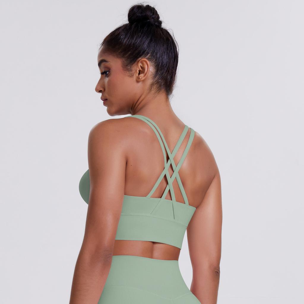 Cloud Feeling Brushed Cross Back Sports Bra, Casual Running, Shockproof Fitness Vest, Yoga Clothes For Women