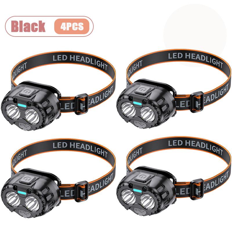 1-4PCS Super Bright LED Headlamp Rechargeable Motion Sensor Waterproof Head Light  Life for Night Fishing Mining Construction