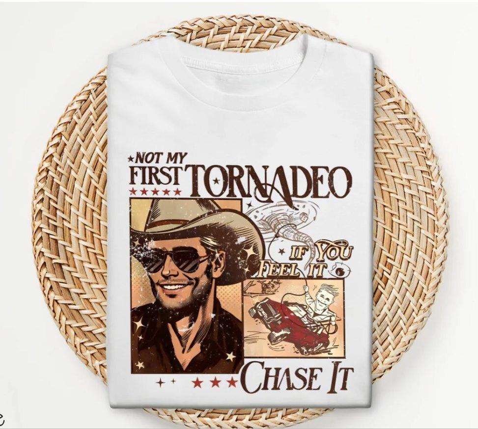 

Not My First Tornadeo Shirt, Glen Powell Unisex Vintage T-Shirt, 2XL