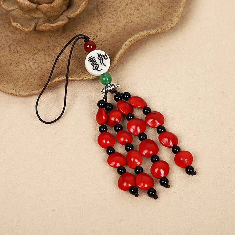 Red Beans & Acacia Bean Bodhi Phone and USB Drive Pendants, Zodiac-Themed Gifts