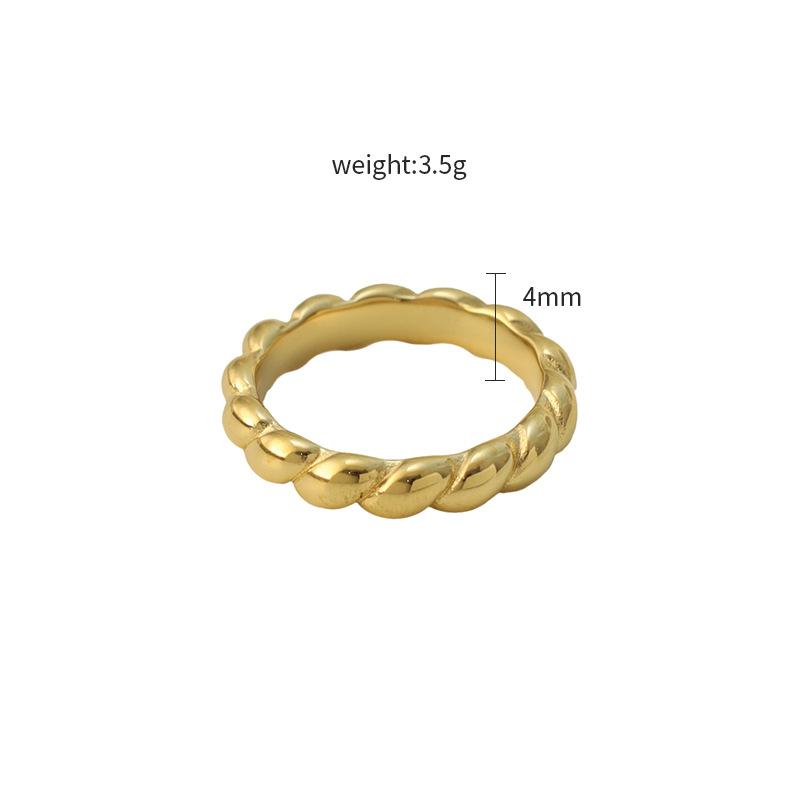 

French Light Luxury Fashion Geometric Ring 316L Stainless Steel Bread Pattern Titanium Steel Hand Jewelry Girl No. 10