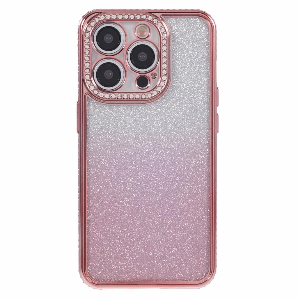 For iPhone 13 Pro Max 6.7 inch TPU Case Rhinestones Decorated Gradient Back Phone Cover