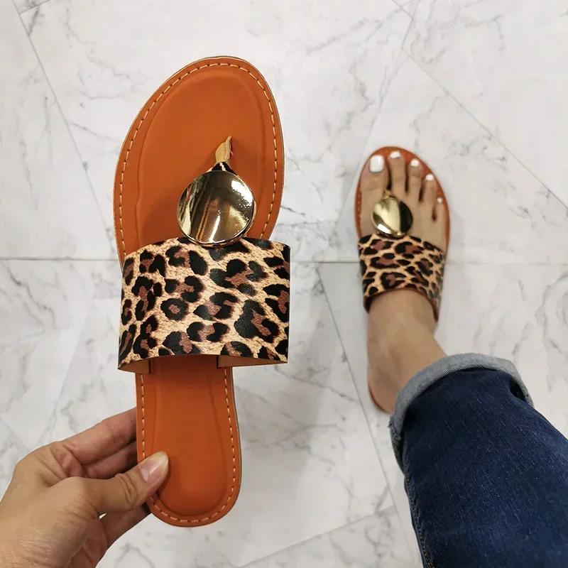 Fashion Women Leather Summer Sandals Shoes Retro Design Thin Straps Open Toe Beach Slides Flat with Plus Size 41 Female Footwear