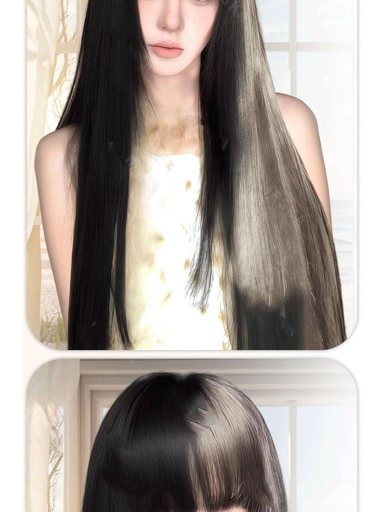 Tomie-Style Lolita Black Long Straight Wig – Natural Fluffy Simulation Hair for Daily Use