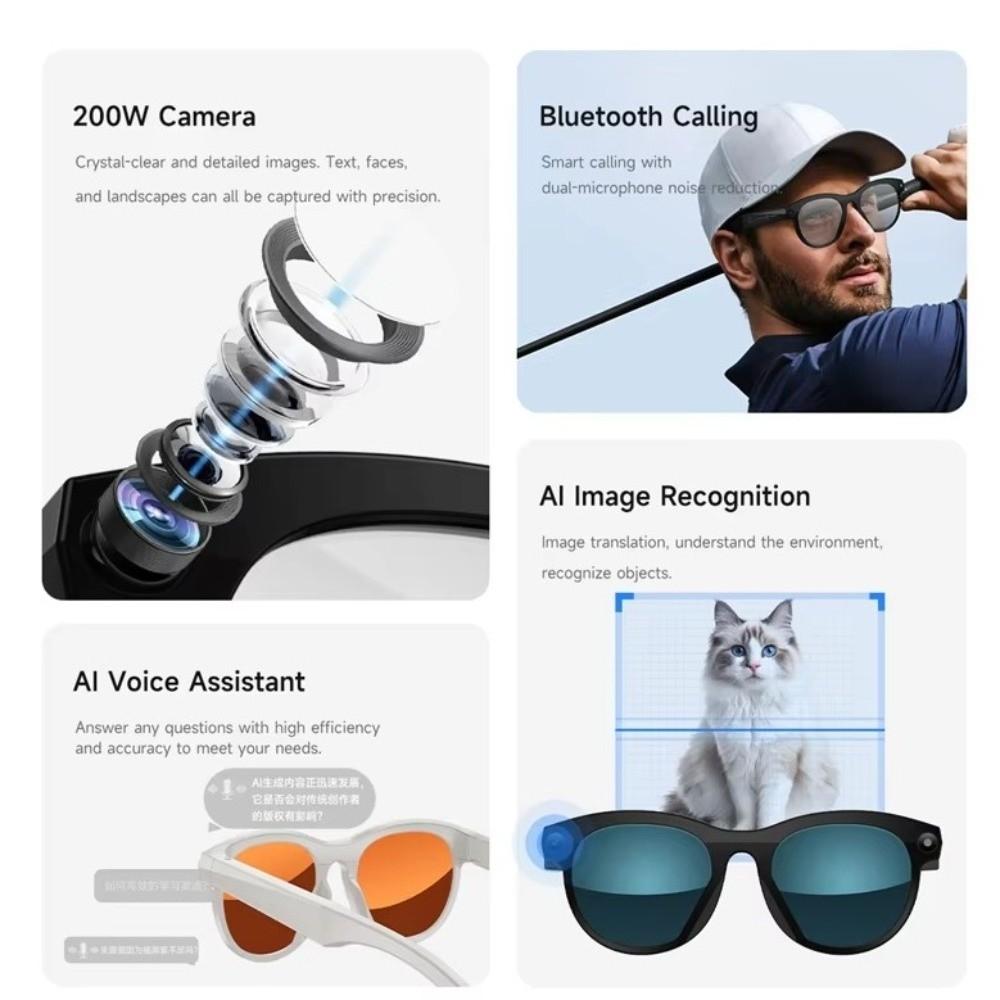 Video Recording Smart AI Glasses 8MP HD Camera Intelligent Eye Glasses Motorcycle Use