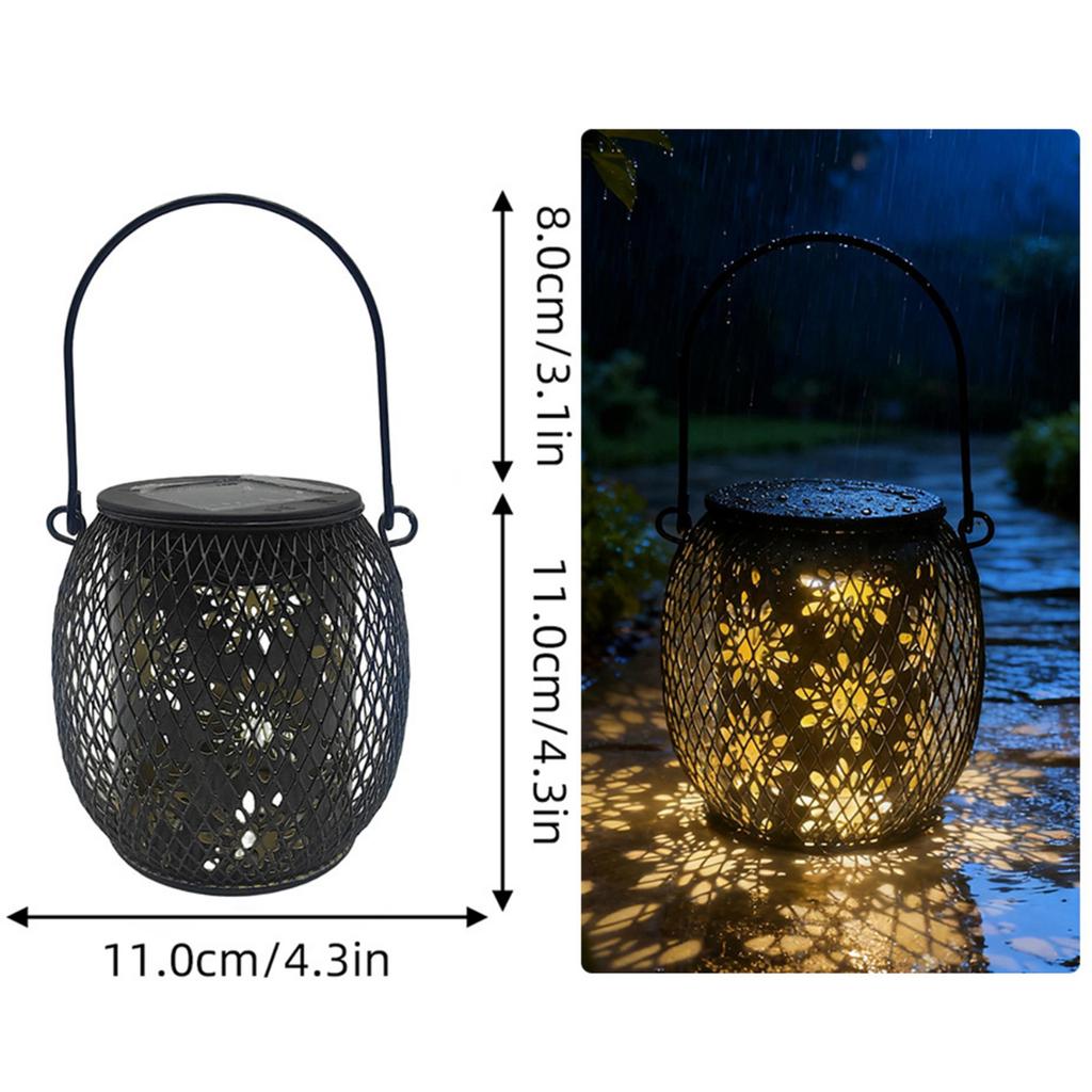 Metal Solar Garden Lantern Portable Hanging Outdoor Lantern for Patio Yard Camping Indoor Outdoor Ambient Lighting Decoration
