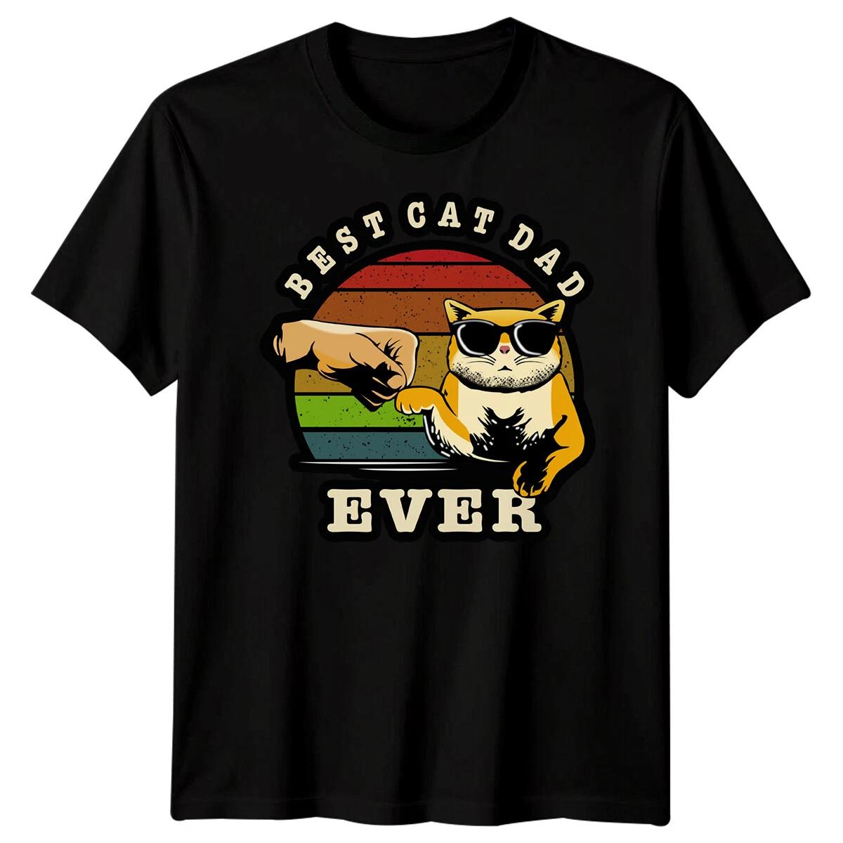 Mens Best Cat Dad Ever Funny Fathers Day T-Shirt Tee Papa Life Daddy Gift 2#FD S