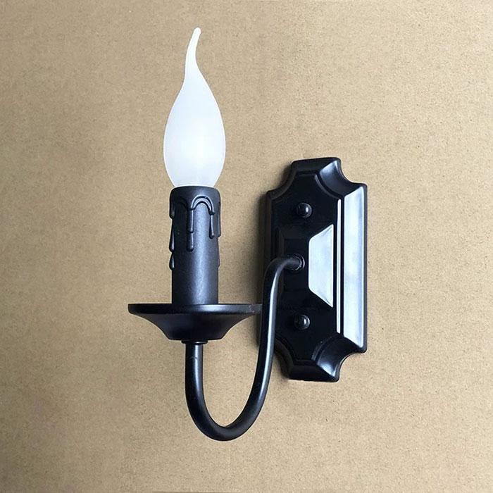 

Чорні промислові настінні свічники, Ретро проста настінна лампа, Домашній декор, Підсвічник для спальні, їдальні, вітальні E14 LED bulb include