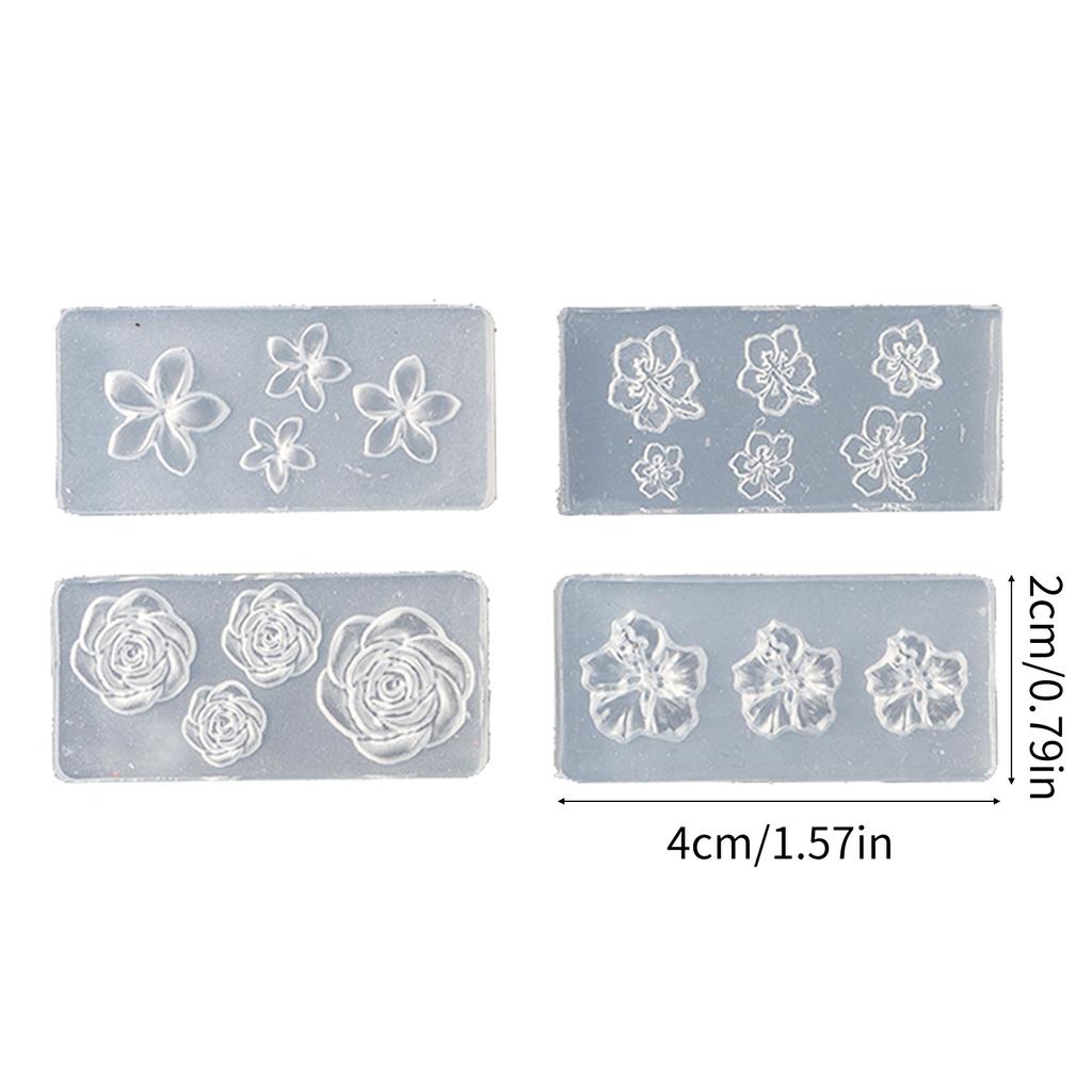 4PCS Silicone Nail Art Molds For 3D Floral Designs Reusable Transparent DIY Crafting Tools Flower Nail Decorations Mold