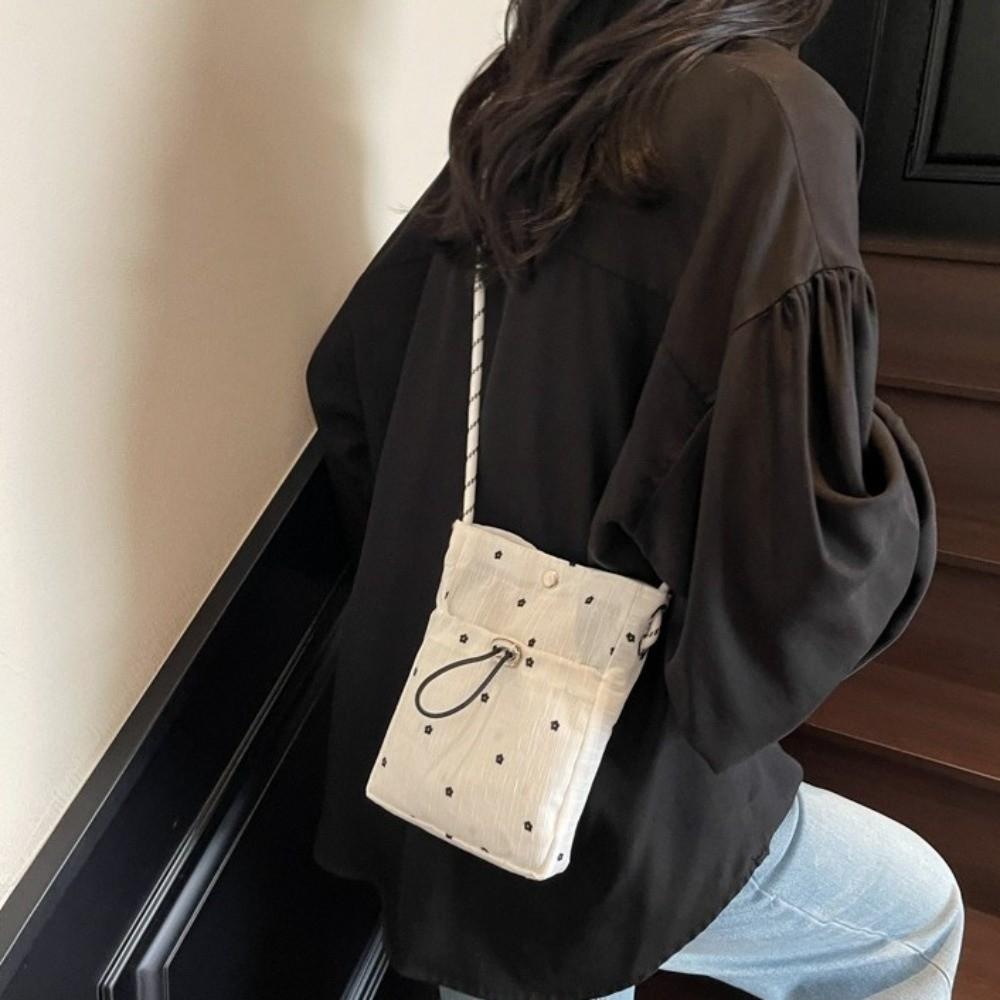 Flower Printed Pleated Cloud Crossbody Bag Lightweight Folded Slant Bag Phone Shoulder Bag Daily