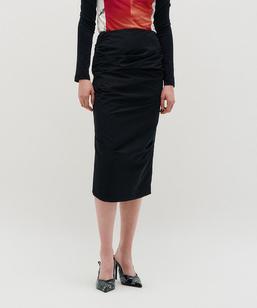 Kimjisu Draped Long Skirt _ Black