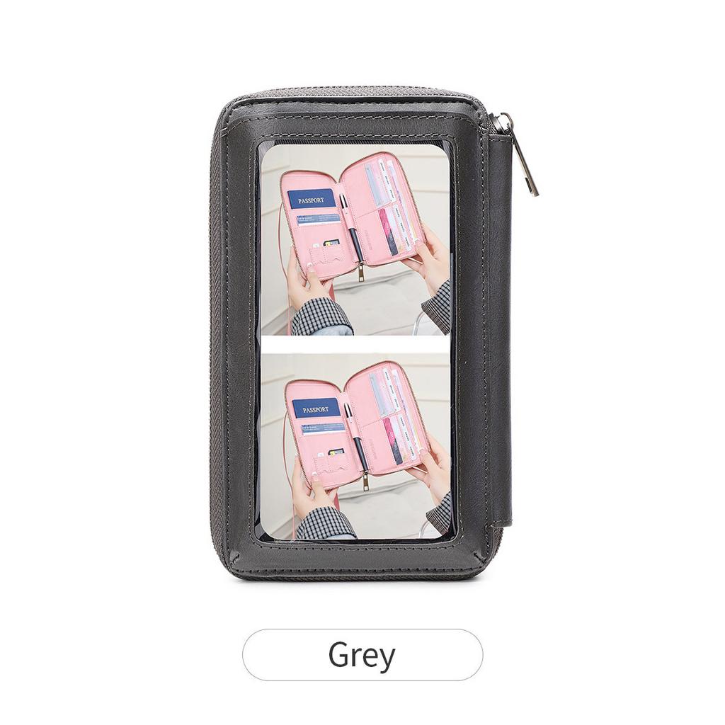 New Touch Screen Mobile Phone Bag Multi-function Passport Wallet Certificate Storage Bag Women's Versatile Messenger Bag