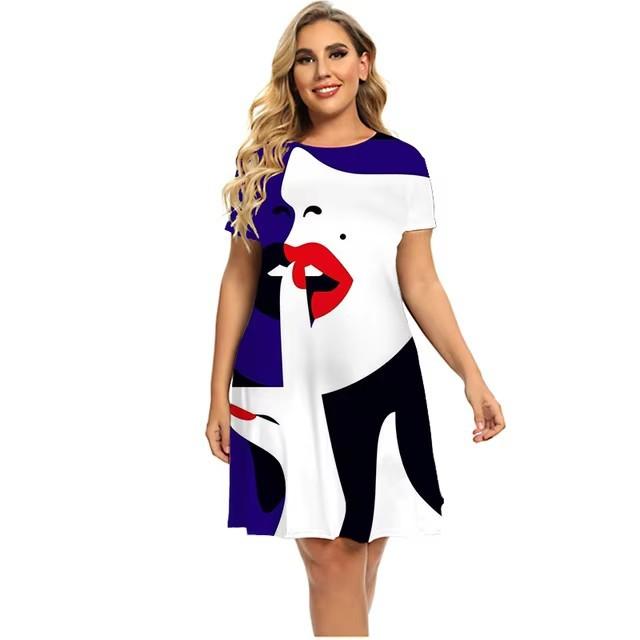 Elegante vestito t-shirt a maniche corte moda vacanza al mare abiti midi donna abbigliamento stampa 3D